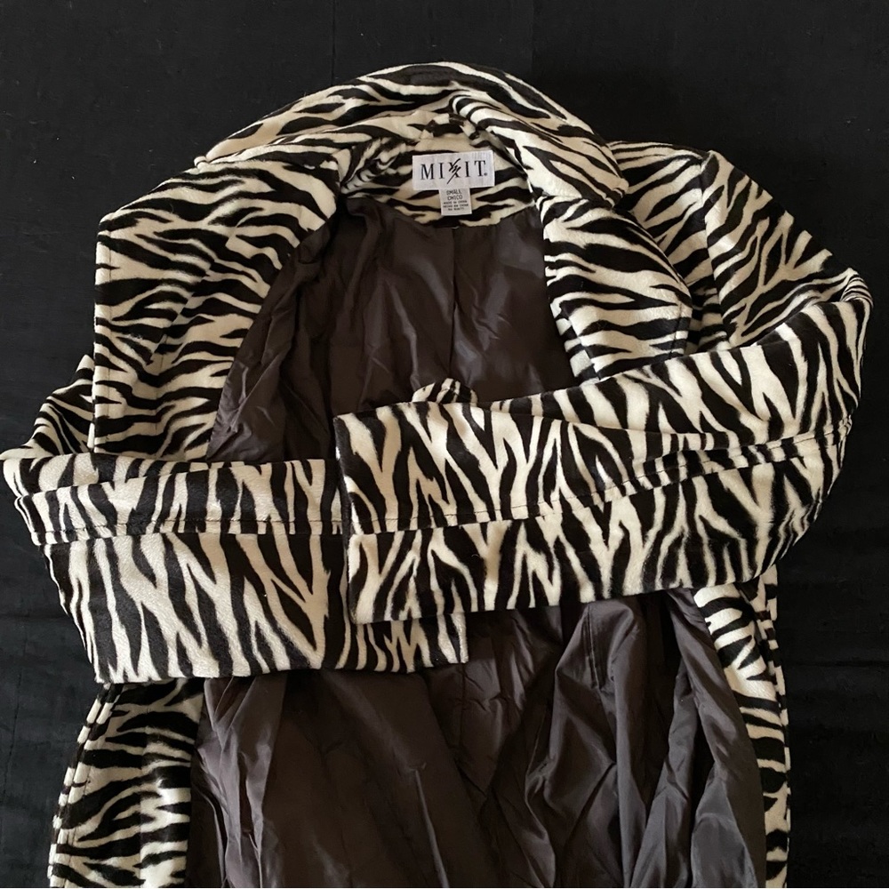 Vintage Zebra Animal Print Coat Jacket 1980s - Picture 6 of 8